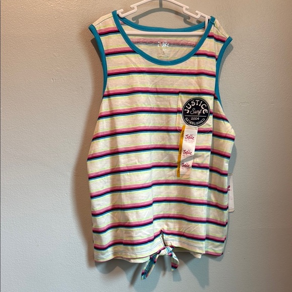 Justice Surf Kids Large 12 - 14 Striped Tank Top with Tie Front - Picture 2 of 10